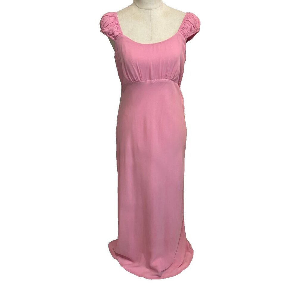 Ambercrombie & Fitch Pink Formal Dress Size Large Y2K Cap Sleeves Lined